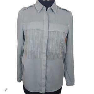 Zara Basic Z1975 Rhinestone Fringe Shirt X…